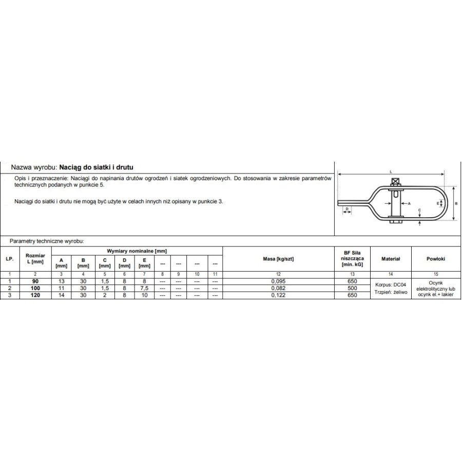 NAPINACZ SIATKI 120MM ZIELONY 