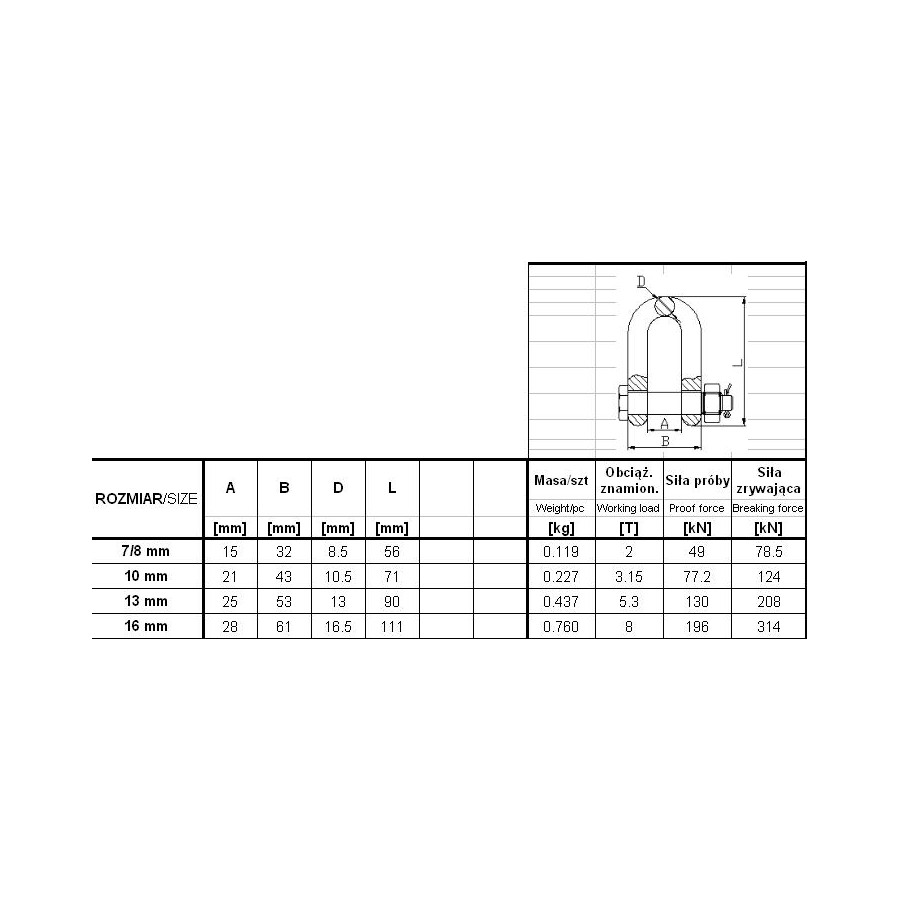 SZEKLA ŁAŃCUCHOWA GM049-G8 10MM OBCIĄŻENIE 3.15T 