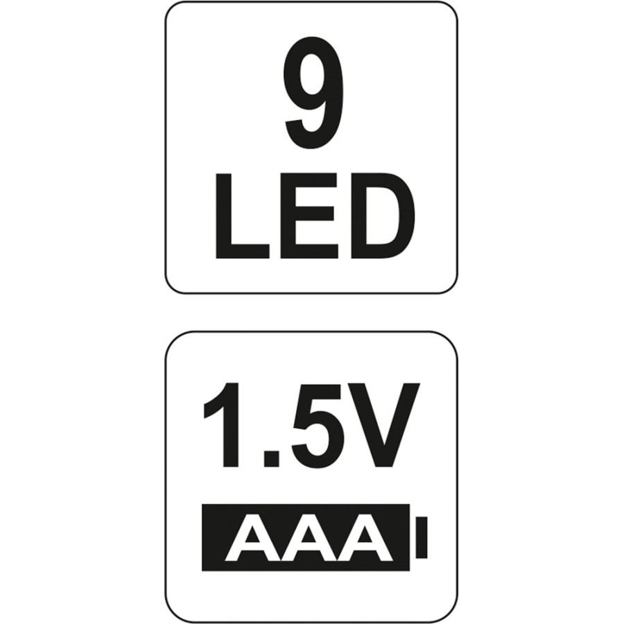 LATARKA ALUMINIOWA, 9LED, CZARNA 