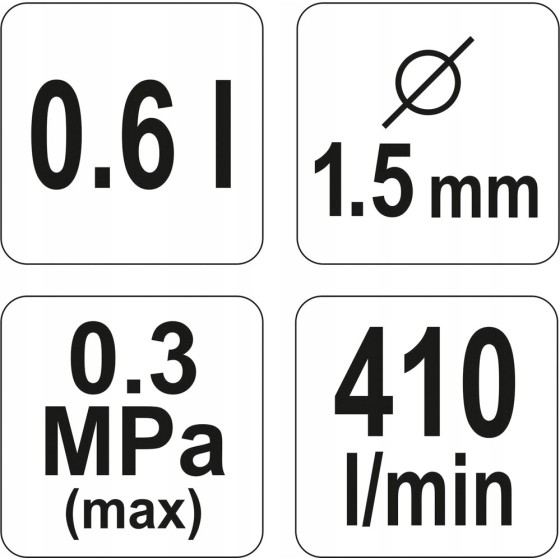 PISTOLET LAKIERNICZY HVLP 0.6L 1.5MM - YT-2341.