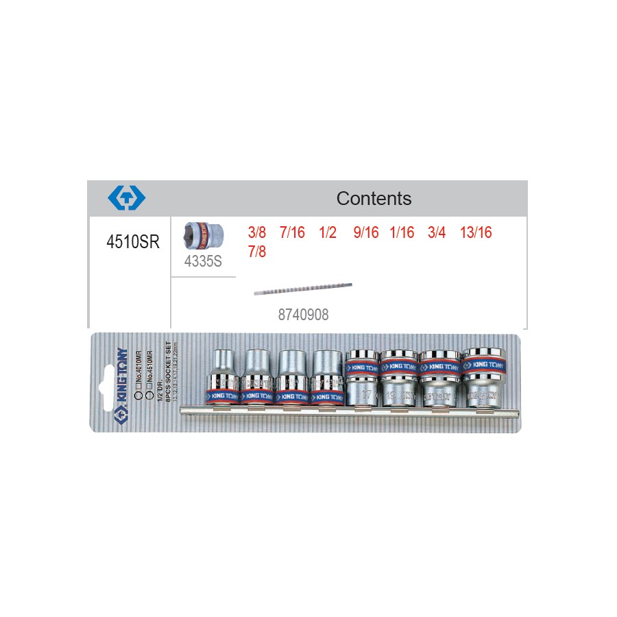 KOMPLET NASADEK CALOWYCH 1/2 6-KĄTNE 8 SZTUK 3/8-7/8 