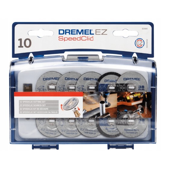 ZESTAW DO DREMEL SC690 TARCZE 10 SZT. + TRZPIEŃ - 2615S690JA.