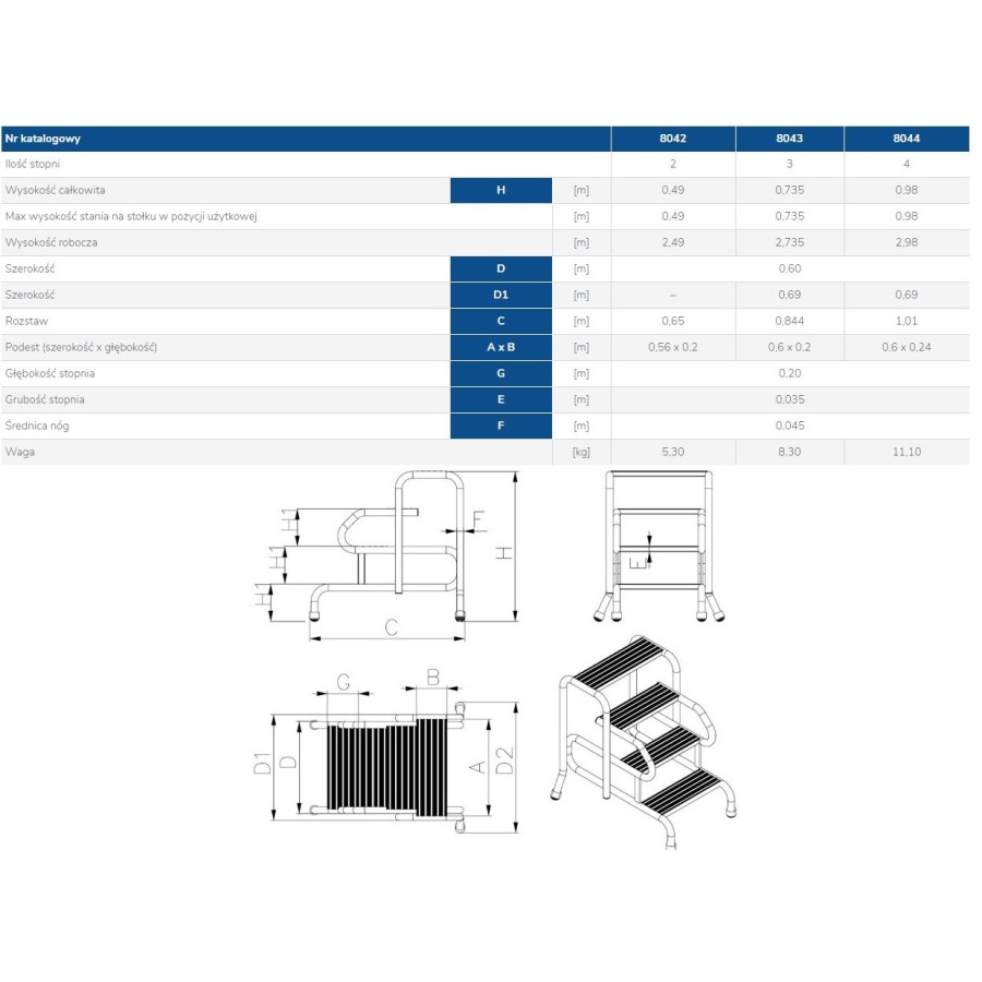 SCHODY DOSTAWNE 98CM 4 STOPNIE 