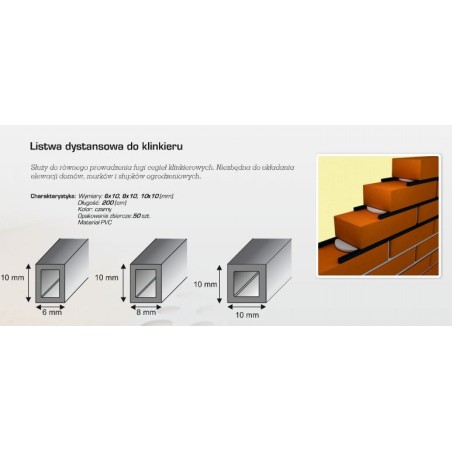 LISTWA DYSTANSOWA DO CEGŁY KLINKIEROWEJ 10*10MM 2MB 