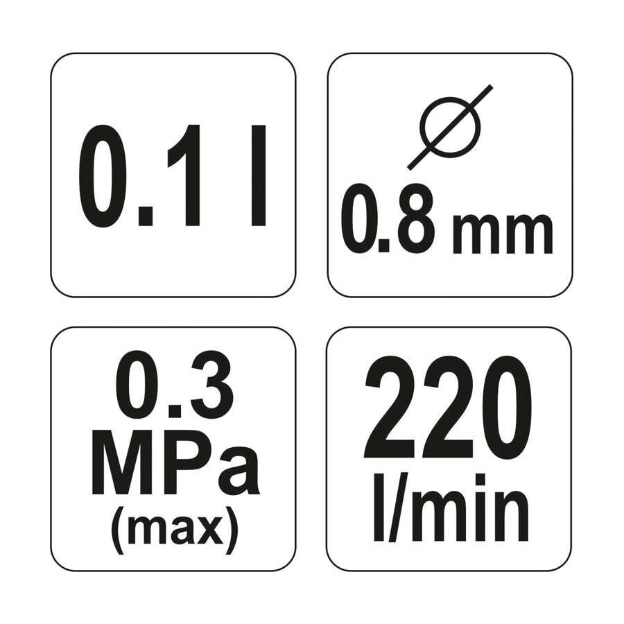 PISTOLET LAKIERNICZY HVLP 0.1L 0.8MM - YT-2357.