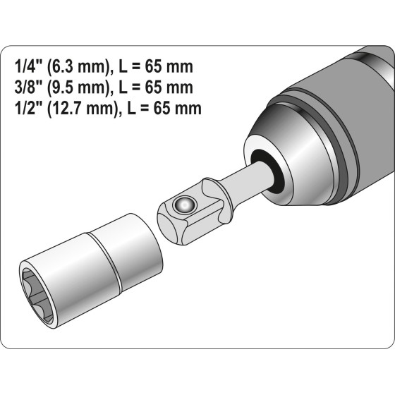 ADAPTER SDS PLUS DO NASADEK 1/4'', 3/8'', 1/2'' - YT-04686.