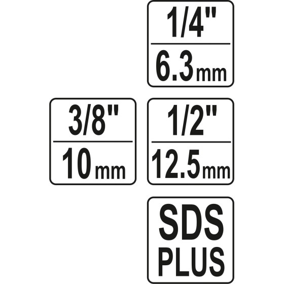 ADAPTER SDS PLUS DO NASADEK 1/4'', 3/8'', 1/2'' - YT-04686.