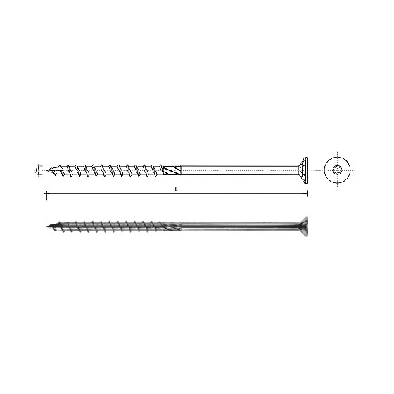 WKRĘT DO DREWNA Z ŁBEM STOŻKOWYM NA TORX 8*260MM T40 