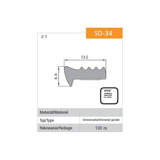 USZCZELKA SAMOPRZYLEPNA CZARNA SD-34/4-0 13.5*6.4MM MB 