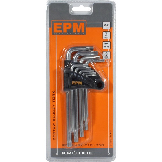 KOMPLET KLUCZY TORX TYP L T10-T50 9SZT. KRÓTKIE 