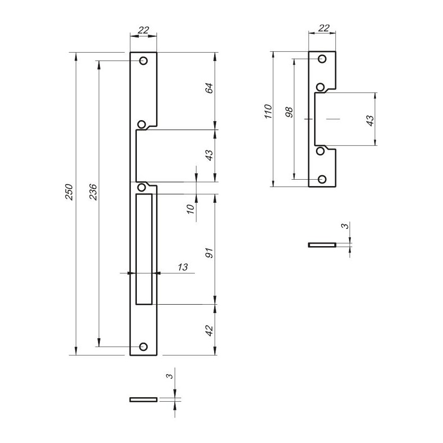 ZACZEP PŁASKI DO ELEKTROZACZEPU RE41L SZEROKOŚĆ 22MM MODEL L