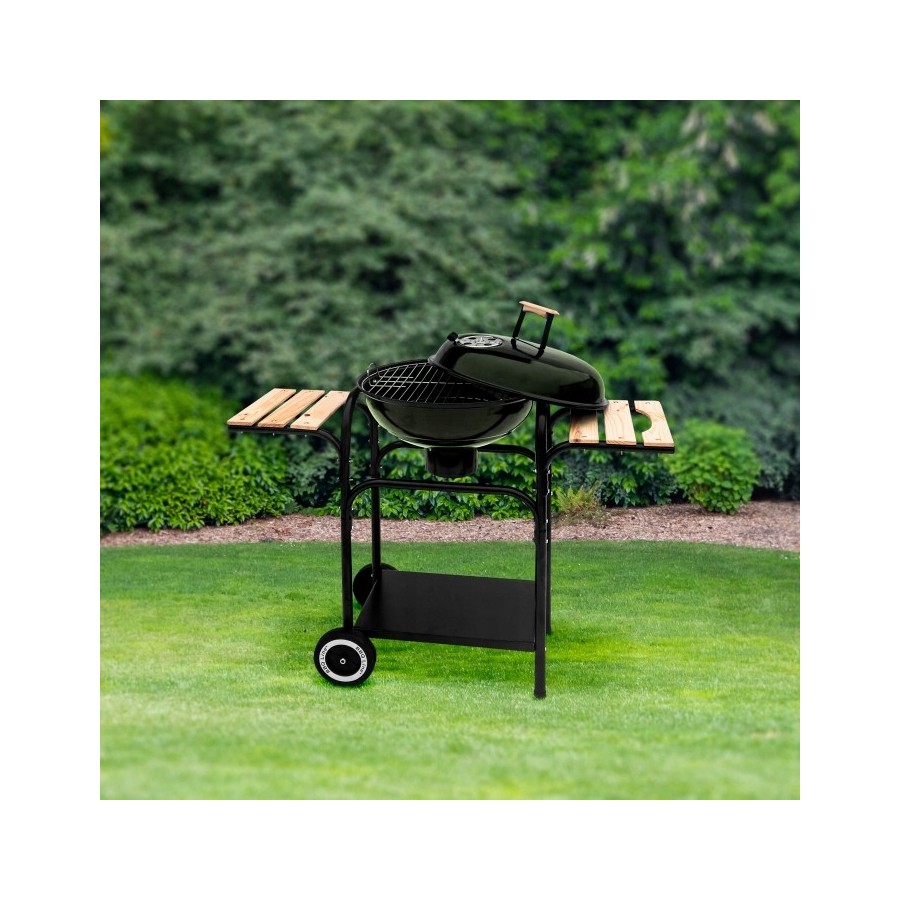 GRILL OKRĄGŁY Z PÓŁKAMI Z POKRYWĄ RUSZT CHROMOWANY ŚR. 43CM - MIR270.