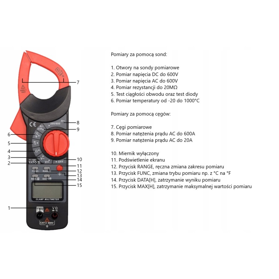 MIERNIK CĘGOWY 600V - YT-73091.