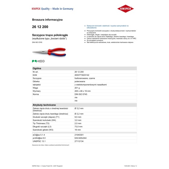 SZCZYPCE FOSFORANOWANE CZARNE, GŁÓWKA POLEROWANA 200MM - 26 12 200.