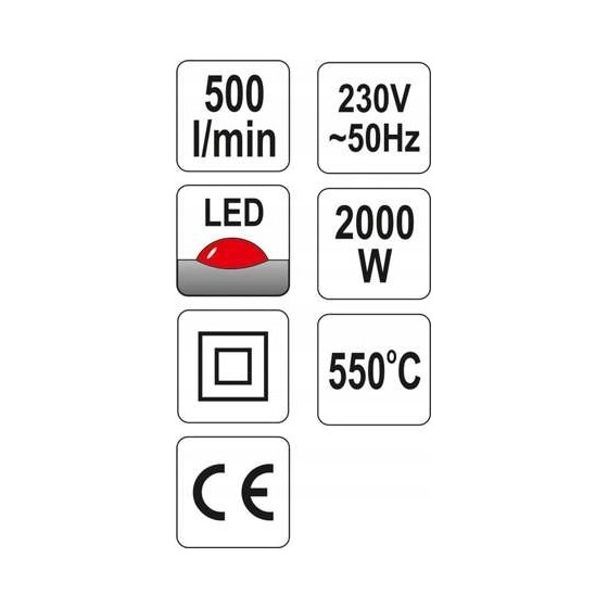 OPALARKA 2000W 70~550°C AKCESORIA WSKAŹNIK LED - YT-82292.