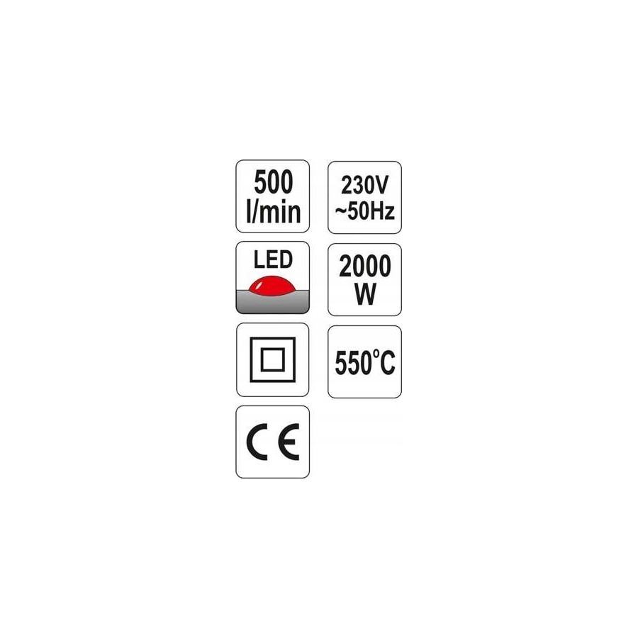 OPALARKA 2000W 70~550°C AKCESORIA WSKAŹNIK LED - YT-82292.