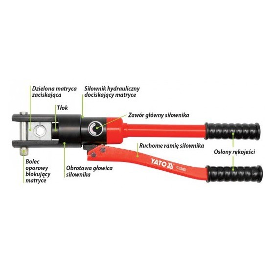 PRASKA HYDRAULICZNA, RĘCZNA DO ZACISKANIA KOŃCÓWEK 16-240MM2 - YT-22861.