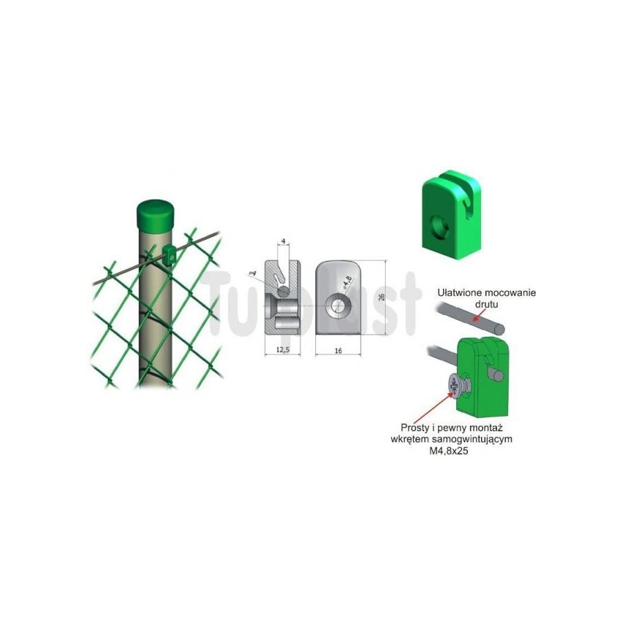 PRZELOTKA DRUTU MOCOWANA NA WKRĘT PD/A ZIELONA 