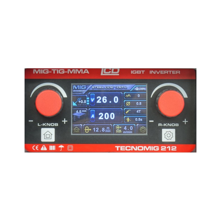 PÓŁAUTOMAT SPAWALNICZY TECNOMIG 212 LCD SYNERGIC VRD ALU 