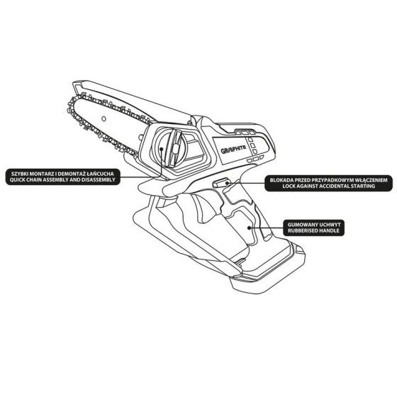 MINI PIŁA ŁAŃCUCHOWA AKUMUL. ENERGY+ 18V LI-LON BEZ AKUMUL. - 58GE116.