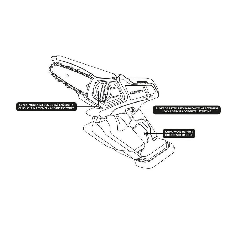MINI PIŁA ŁAŃCUCHOWA AKUMUL. ENERGY+ 18V LI-LON BEZ AKUMUL. - 58GE116.