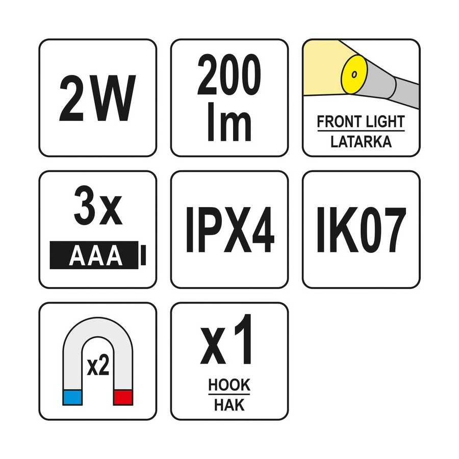 LATARKA ROBOCZA 200LM, 3XAAA - YT-08555.