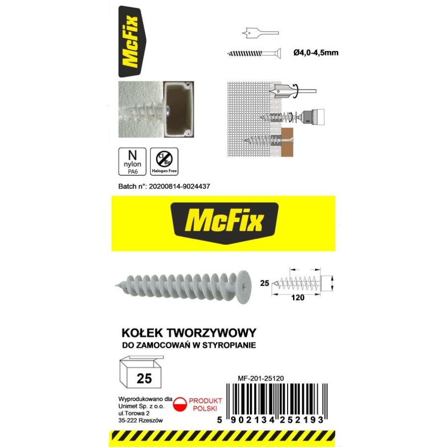 DYBEL DO MOCOWANIA W IZOLACJI 25*120MM NYLON 