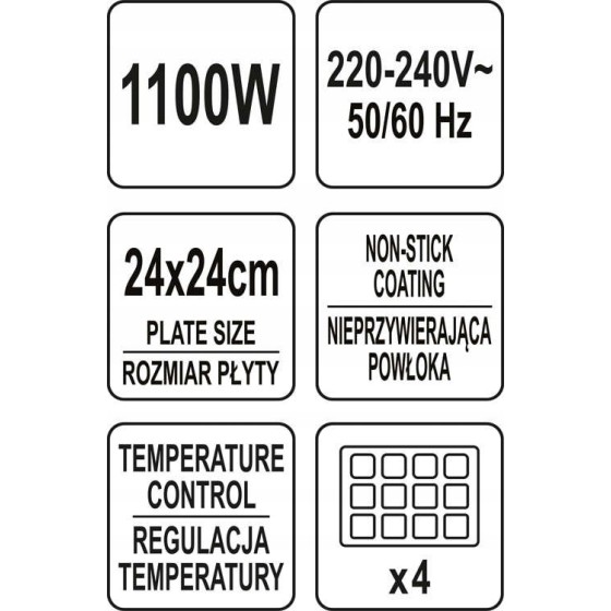 GOFROWNICA 1100W , 4 GOFRY - 68012.