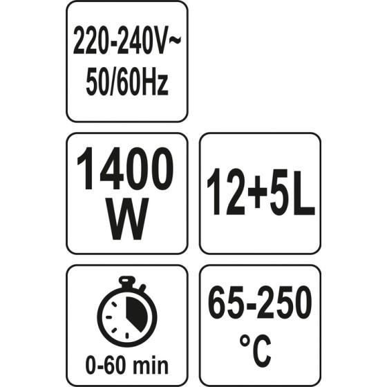 KOMBIWAR HALOGENOWY 17L, CZARNY, 9 AKCESORIÓW 