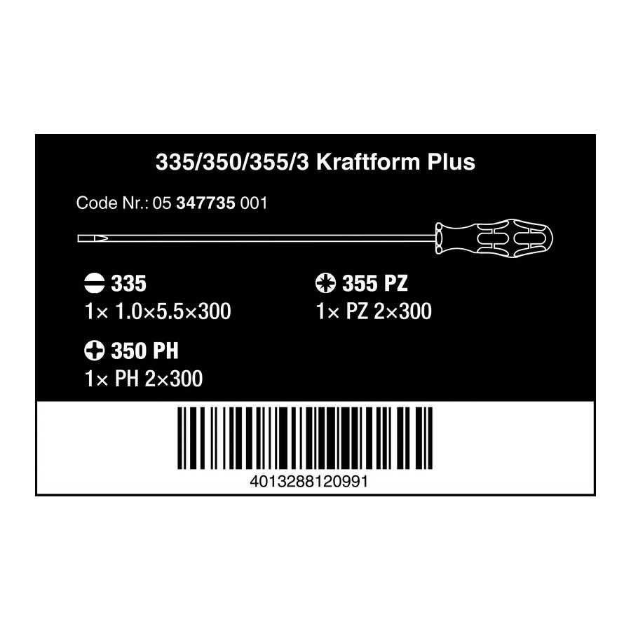 ZESTAW WKRĘTAKÓW KRAFTFORM Z TRZPIENIEM 300 MM, 3 CZĘŚĆ 