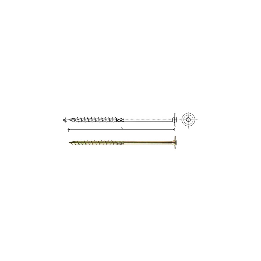 WKRĘT DO DREWNA Z KOŁNIERZEM NA TORX OCYNK ŻÓŁTY 8*140MM T40