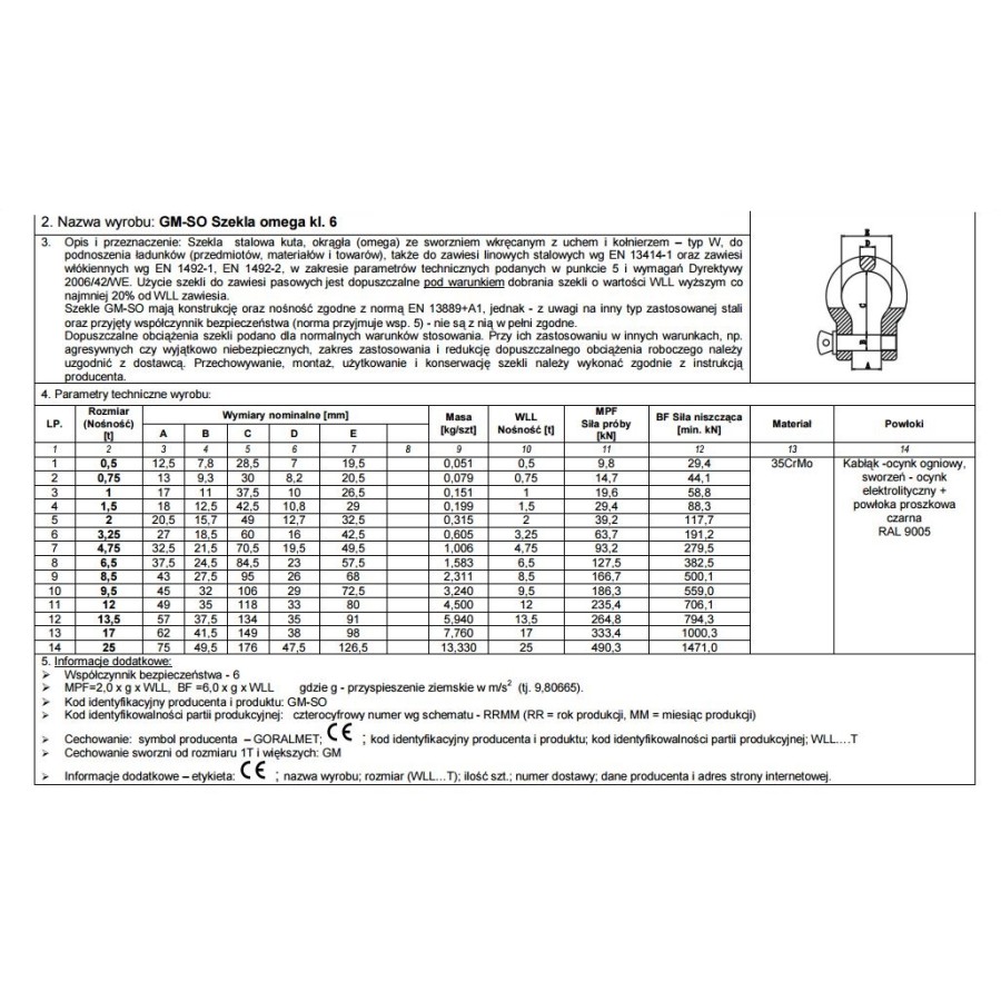 SZEKLA OMEGA KL.6 GM-SO 0.5T WLL 