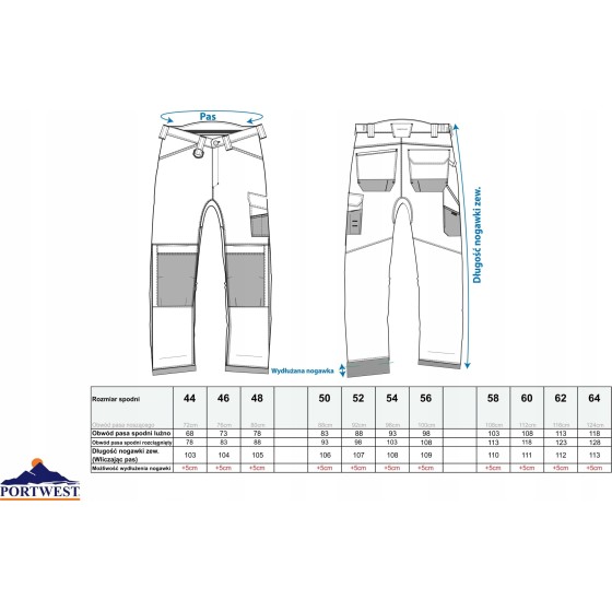 SPODNIE OCHRONNE DO PASA T601 SZARO-CZARNE ROZMIAR 56/40 - T601ZBR40.