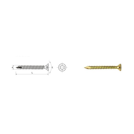 WKRĘT DO DREWNA OCYNK ŻÓŁTY NA TORX PFS+ 3.5*16MM T15 