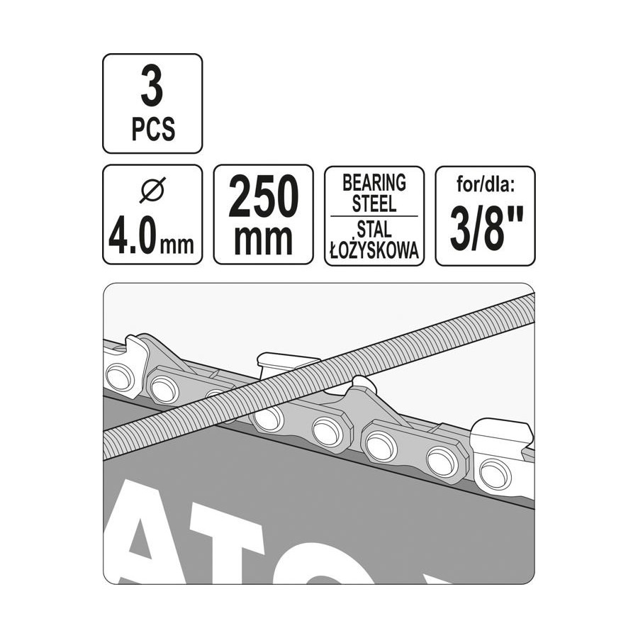 PILNIK OKRĄGŁY DO ŁAŃCUCHÓW 4.0MM 3 SZT. 