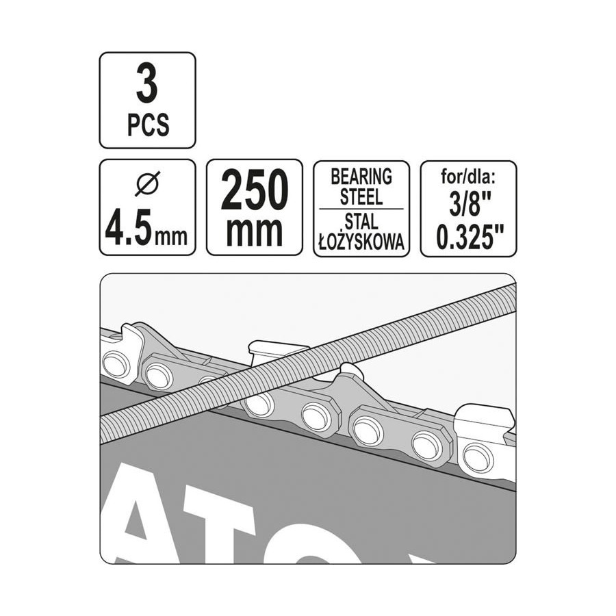 PILNIK OKRĄGŁY DO ŁAŃCUCHÓW 4.5MM 3 SZT. 