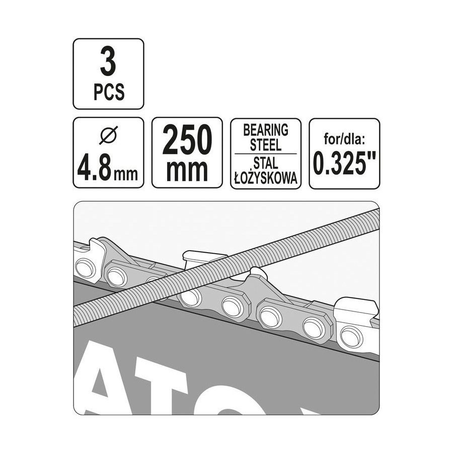 PILNIK OKRĄGŁY DO ŁAŃCUCHÓW 4.8MM 3 SZT. 