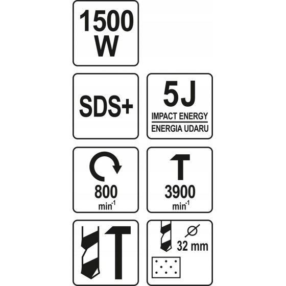 MŁOTOWIERTARKA SDS PLUS 1500W - YT-82127.