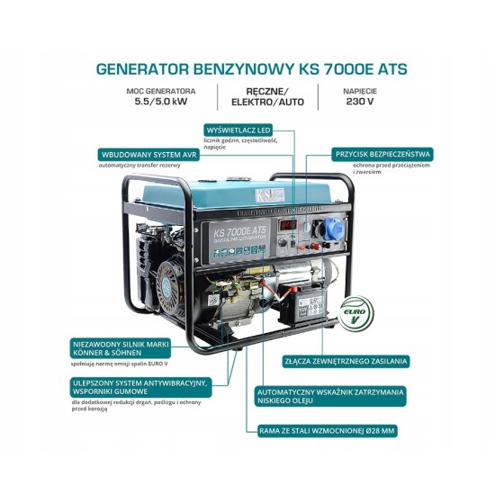 AGREGAT BENZYNOWY 1F 5,5 KW ATS - KS7000EATS.