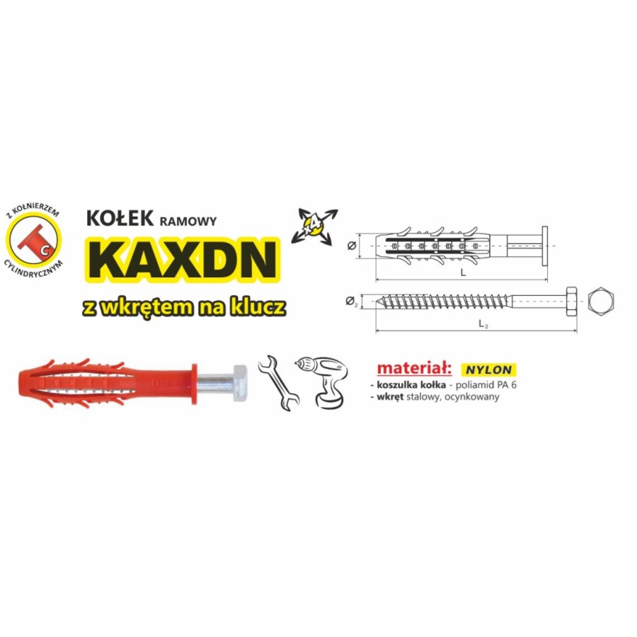 KOŁEK RAMOWY WSZECHSTRONNY KAXDN 10*160MM NYLON 