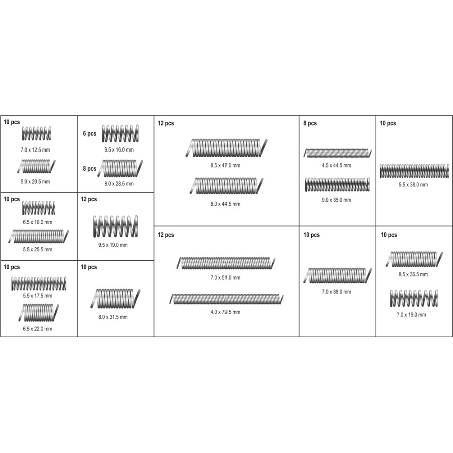 ZESTAW SPRĘŻYNEK 200 SZTUK MIX - YT-06875.