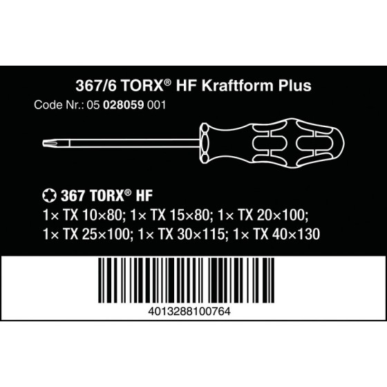 ZESTAW WKRĘTAKÓW KRAFTFORM Z FUNKCJĄ PRZYTRZYMUJĄCĄ 6CZ - 05028059001.