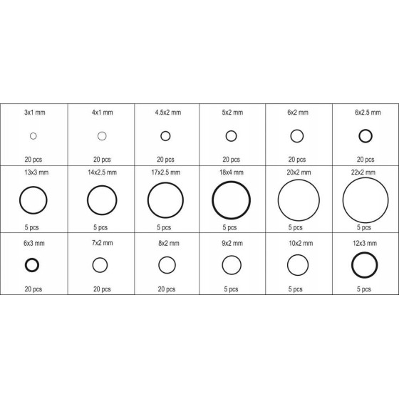 ZESTAW ORINGÓW GUMOWYCH 225SZT - YT-06877.