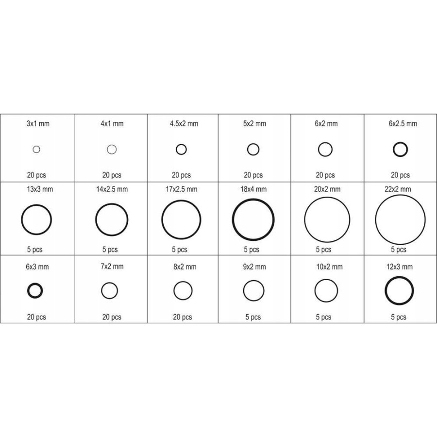 ZESTAW ORINGÓW GUMOWYCH 225SZT - YT-06877.