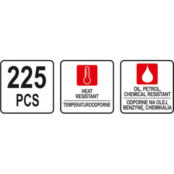 ZESTAW ORINGÓW GUMOWYCH 225SZT - YT-06877.
