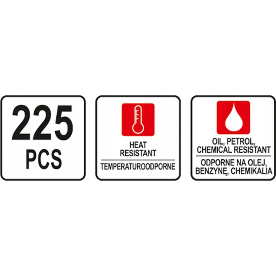 ZESTAW ORINGÓW GUMOWYCH 225SZT - YT-06877.