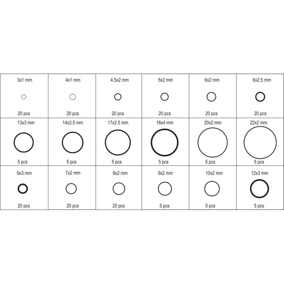 ZESTAW ORINGÓW GUMOWYCH 225SZT - YT-06877.