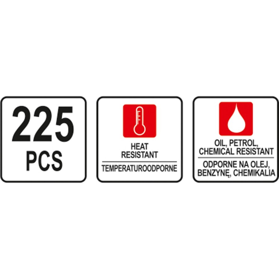 ZESTAW ORINGÓW GUMOWYCH 225SZT - YT-06877.