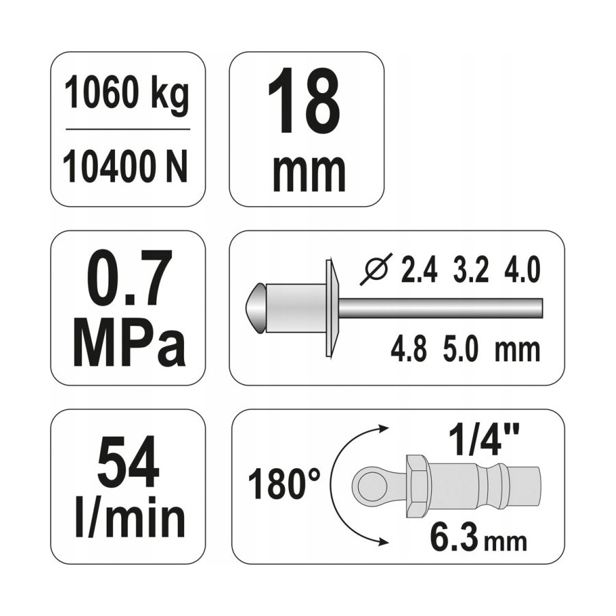 NITOWNICA PNEUMATYCZNA 2,4-5,0MM - YT-36171.