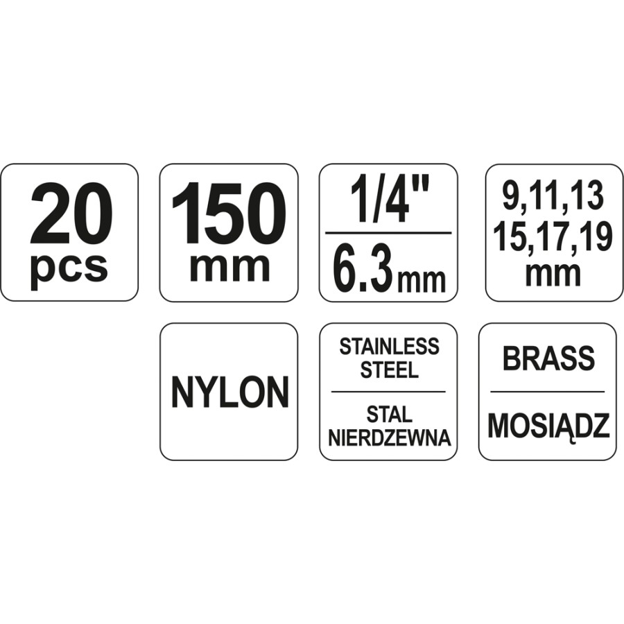 ZESTAW SZCZOTEK DO GNIAZD ŚWIEC 20 CZĘŚCI - YT-08195.